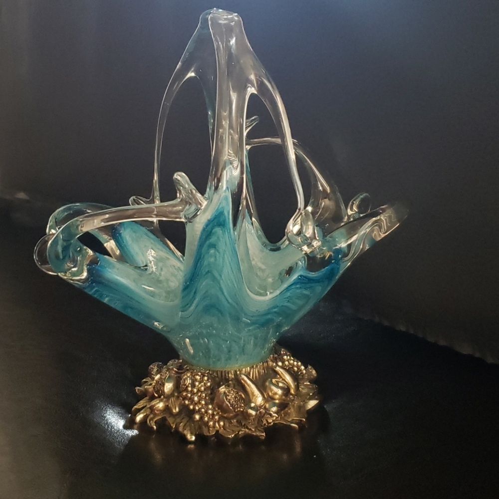 Stunning Hand Blown Folded Art Glass Decor